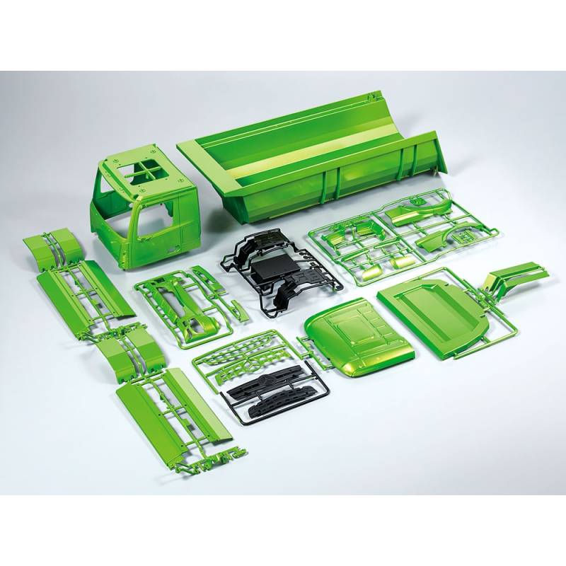 Camion RC Tamiya Mercedes Arocs 4151 porteur benne 8x4 en kit peint en Vert Candy brillant - Tamiya 47523