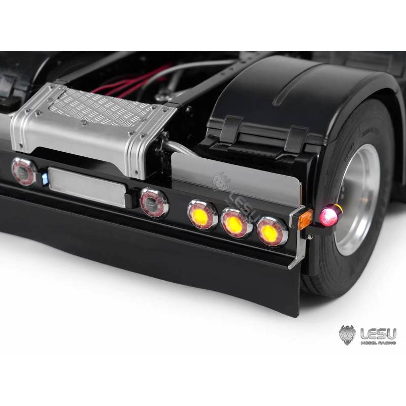 Rear bumper with round lights and side marker lights for European 6x4 1/14 RC truck - Lesu S-1320