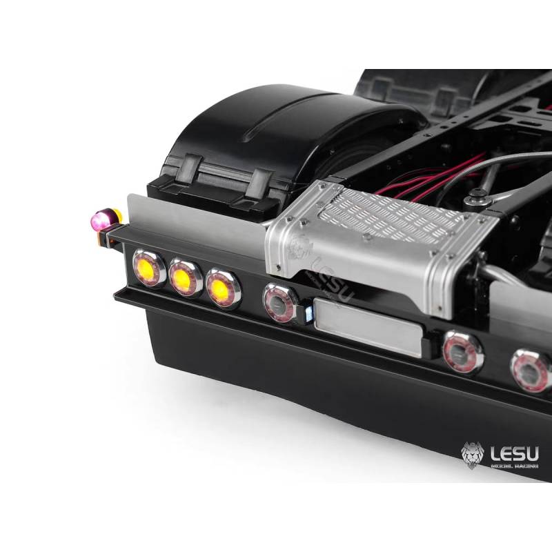 Rear bumper with round lights and side marker lights for European 6x4 1/14 RC truck - Lesu S-1320