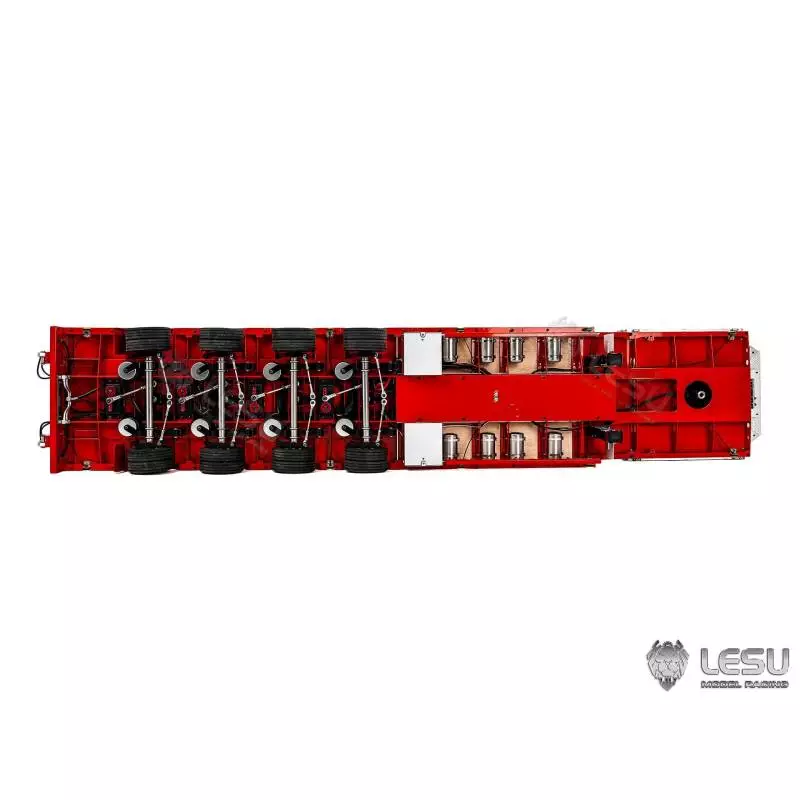 LESU 1/14 4-axle low loader semi-trailer with hydraulic ramps and steering axles for RC truck - LESU LS-A0054-KIT