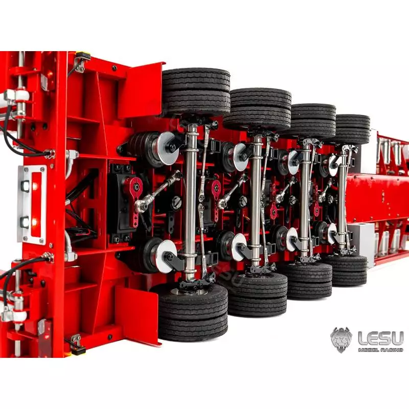 LESU 1/14 4-axle low loader semi-trailer with hydraulic ramps and steering axles for RC truck - LESU LS-A0054-KIT