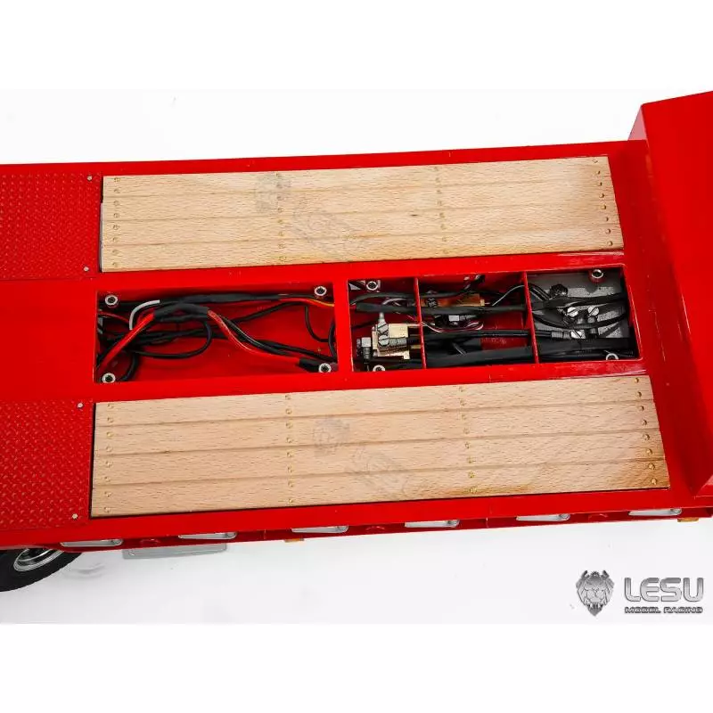 Semi-remorque porte-engin à 4 essieux directionnels et rampes hydrauliques LESU pour camion RC 1/14 - LESU LS-A0054-KIT
