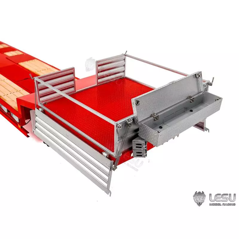 LESU 1/14 4-axle low loader semi-trailer with hydraulic ramps and steering axles for RC truck - LESU LS-A0054-KIT