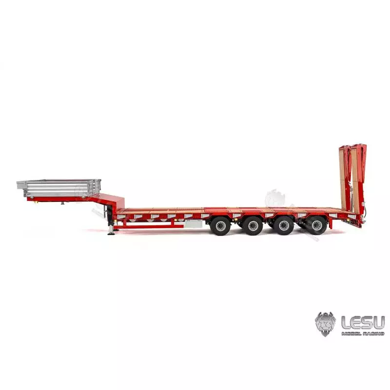 LESU 1/14 4-axle low loader semi-trailer with hydraulic ramps and steering axles for RC truck - LESU LS-A0054-KIT