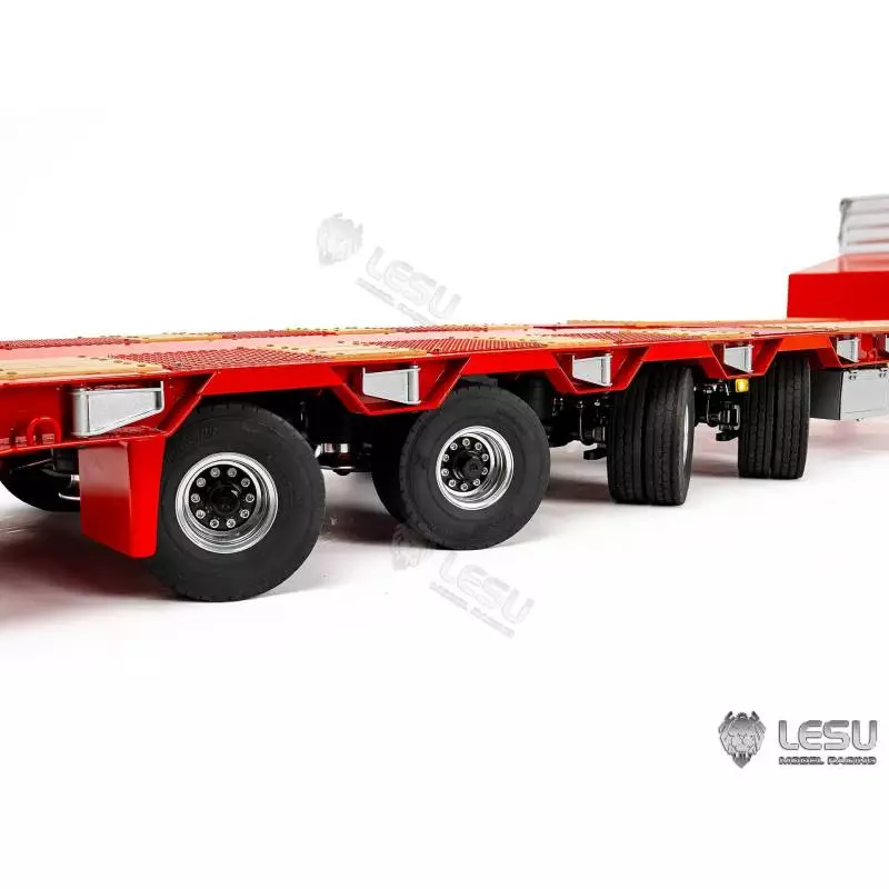 LESU 1/14 4-axle low loader semi-trailer with hydraulic ramps and steering axles for RC truck - LESU LS-A0054-KIT