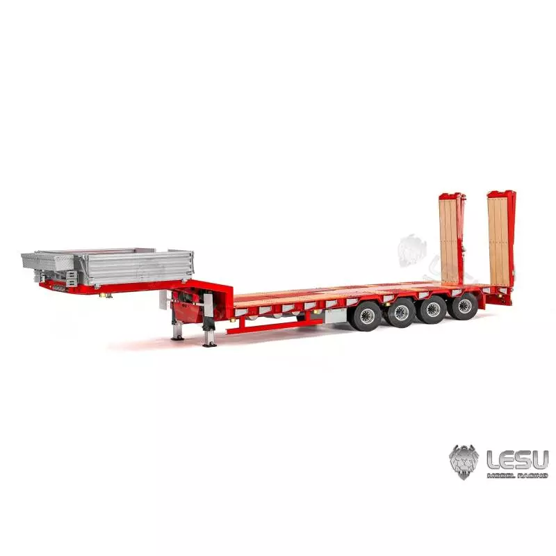 LESU 1/14 4-axle low loader semi-trailer with hydraulic ramps and steering axles for RC truck - LESU LS-A0054-KIT