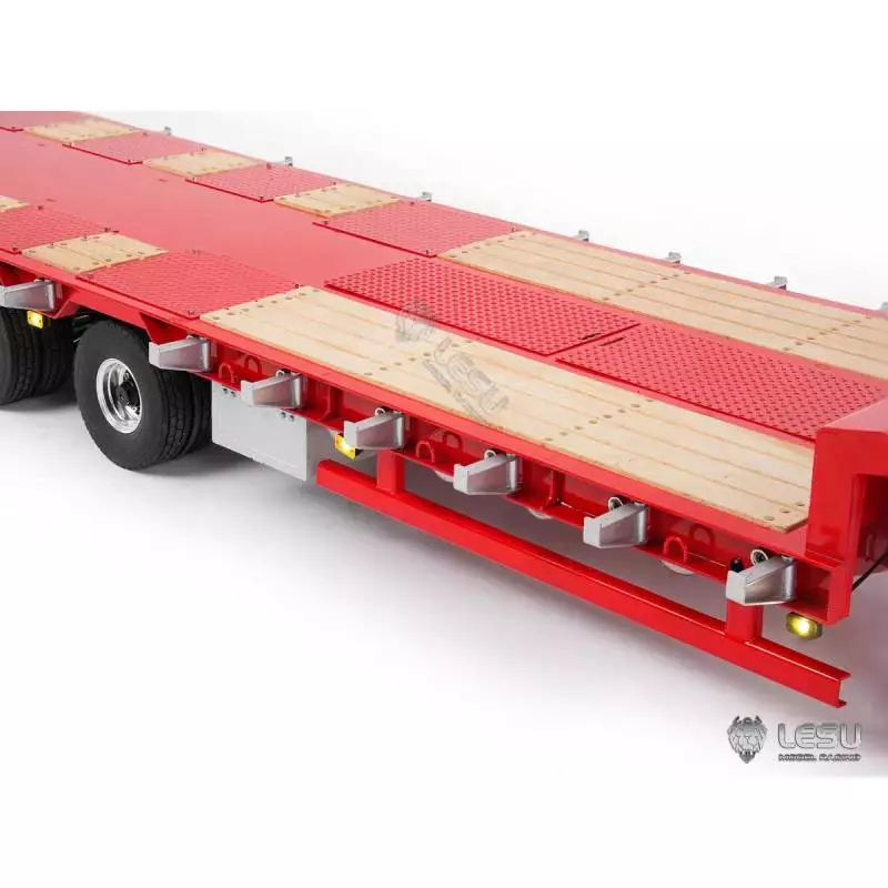 LESU 1/14 4-axle low loader semi-trailer with hydraulic ramps and steering axles for RC truck - LESU LS-A0054-KIT