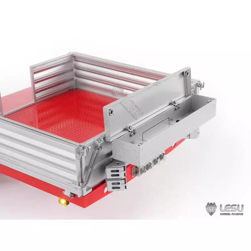 LESU 1/14 4-axle low loader semi-trailer with hydraulic ramps and steering axles for RC truck - LESU LS-A0054-KIT