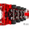 Semi-remorque porte-engin ROUGE à 4 essieux directionnels et rampes hydrauliques LESU pour camion RC 1/14 - LESU LS-A0054-KIT-S