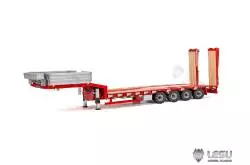 Semi-remorque porte-engin ROUGE à 4 essieux directionnels et rampes hydrauliques LESU pour camion RC 1/14 - LESU LS-A0054-KIT-S