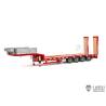 Semi-remorque porte-engin ROUGE à 4 essieux directionnels et rampes hydrauliques LESU pour camion RC 1/14 - LESU LS-A0054-KIT-S