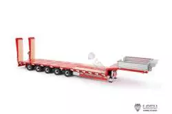 Semi-remorque porte-engin ROUGE à 5 essieux directionnels et rampes hydrauliques LESU pour camion RC 1/14 - LESU LS-A0055-KIT-S