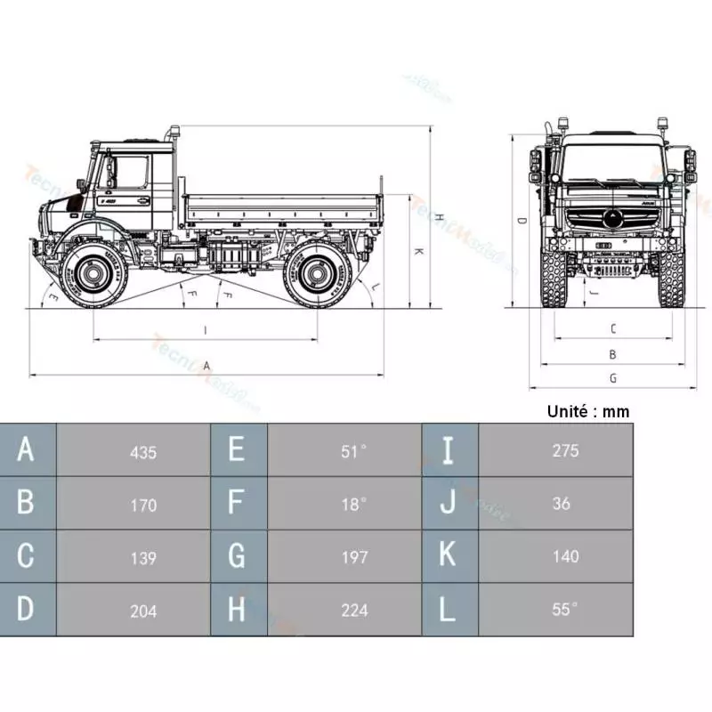 Lesu RC off-road truck kit U4023 4x4 1/14 (painted in dark green) - LESU MT-44023-KIT-S