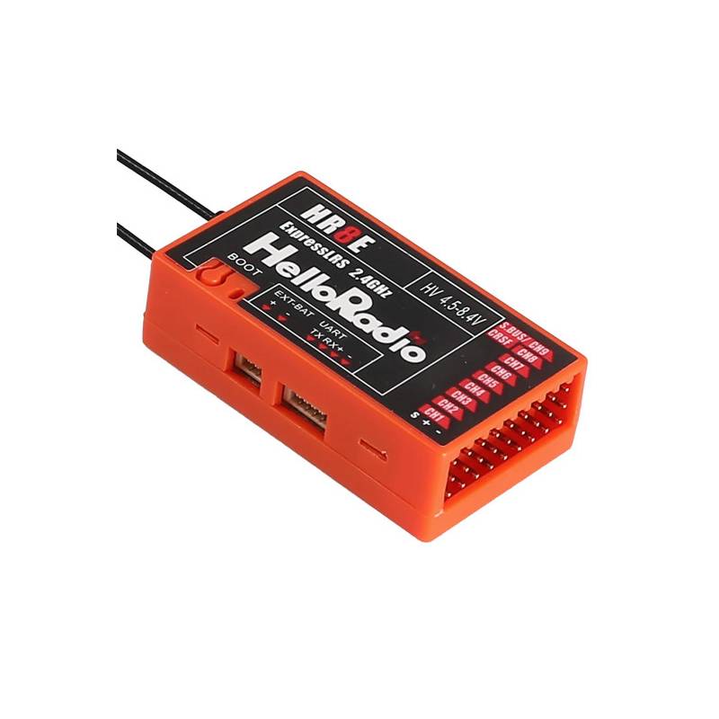 Récepteur 9 voies HR8E ELRS 2.4Ghz boitier rouge - HelloRadio HR2001