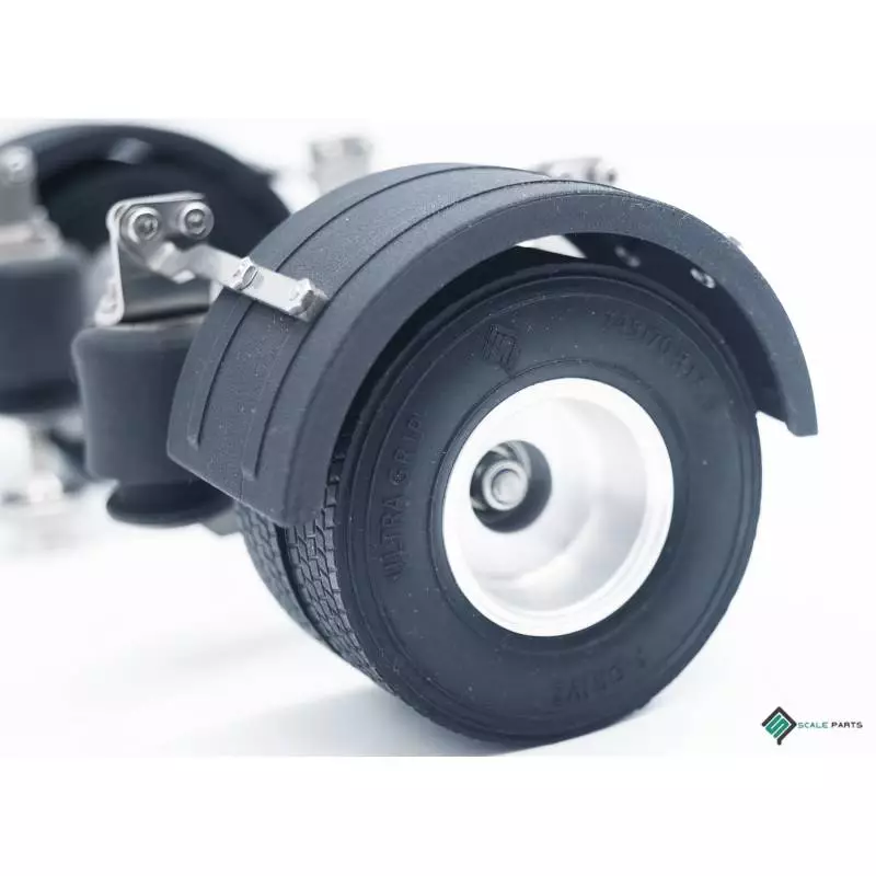 Essieu de remorque surbaissée 1/14 complet avec roues jumelées et garde-boues - SCALE-PARTS SP-03-04-048