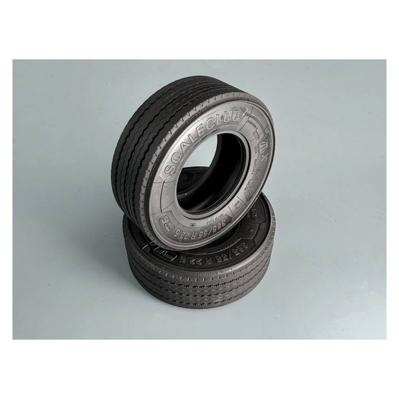 Pair of wide road-profile tires with antisplash lip 1/14 - Thicon Models 50546