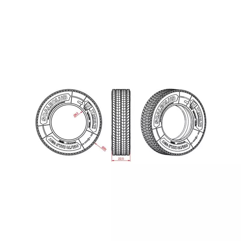 Paire de pneus de largeur standard à profil routier 1/14 - Thicon Models 50545