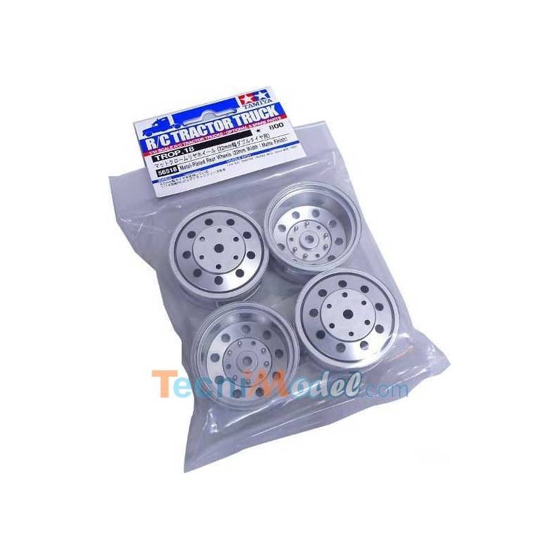Pair of twin rear wheels, matt aluminium colour