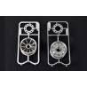Pair of wide plastic wheels in matt aluminium colour
