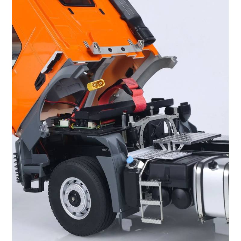 Arocs tracteur 4x4 avec semi-remorque benne électrique RTR 1/14 - Kabolite K5801 Gris argenté