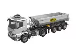 Arocs 4x4 tractor unit with electric tipper semi-trailer RTR 1/14 - Kabolite K5801 Silver