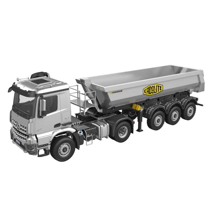 Arocs 4x4 tractor unit with electric tipper semi-trailer RTR 1/14 - Kabolite K5801 Silver