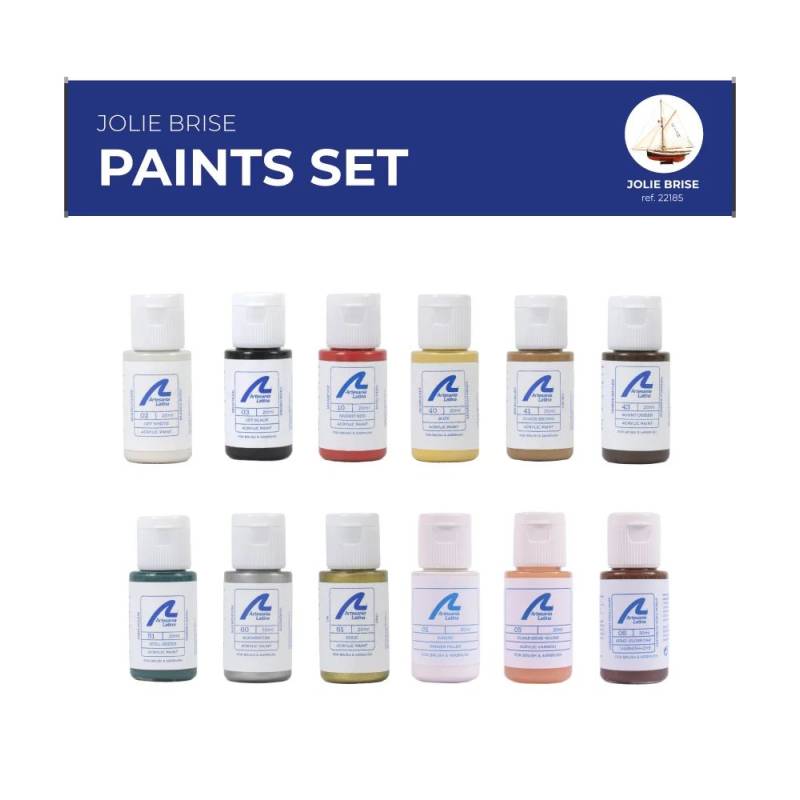 Pack Peinture Acrylique pour le cotre Jolie Brise de Artesania Latina ( 12 X 20 ml) - Artesania Latina 277PACK35