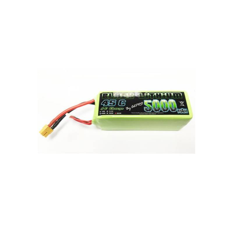 Black Lithium Lipo Battery 5000mAh 45C 6S 25.2V - ProTronik 9500360