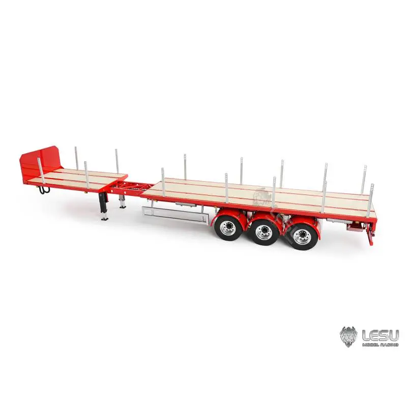 LESU 1/14 3-axle telescopic flatbed semi-trailer with dual wheels - LESU LS-A0050