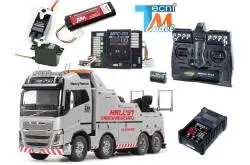 Complete set Tamiya 47528 Volvo FH16 750 Globetrotter 8x4 Heavy-Duty Tow Truck painted in TS-17 Gloss Aluminium