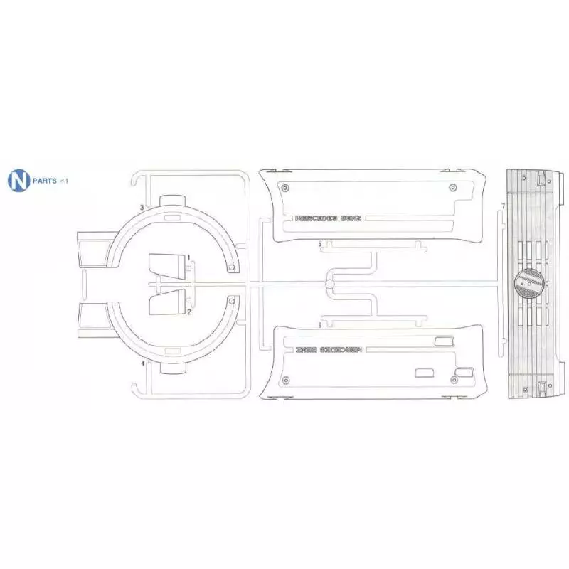 N Parts Mercedes side panels and grille Tamiya