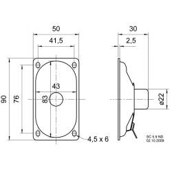 Rectangular speaker SC 5.9 ND - 8 Ohms 90x50mm Ref VISATON: 8056