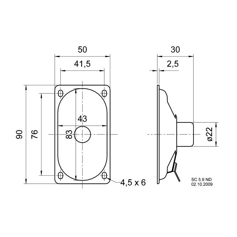 Haut-Parleur rectangulaire SC 5.9 ND - 8 Ohms 90x50mm