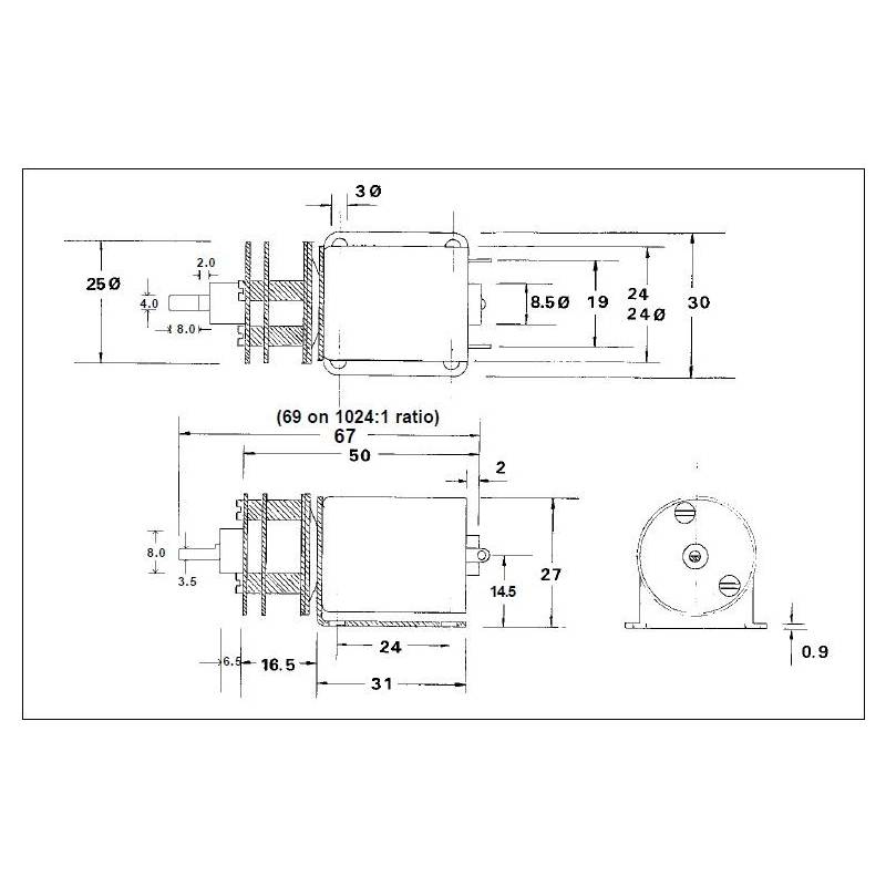 Gearmotor 280 1024:1 4mm shaft