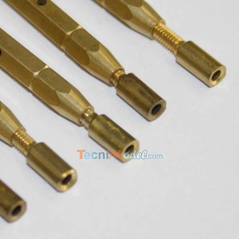 2 ridoirs laiton M2 28mm 1 embout cylindrique et 1 embout anneau