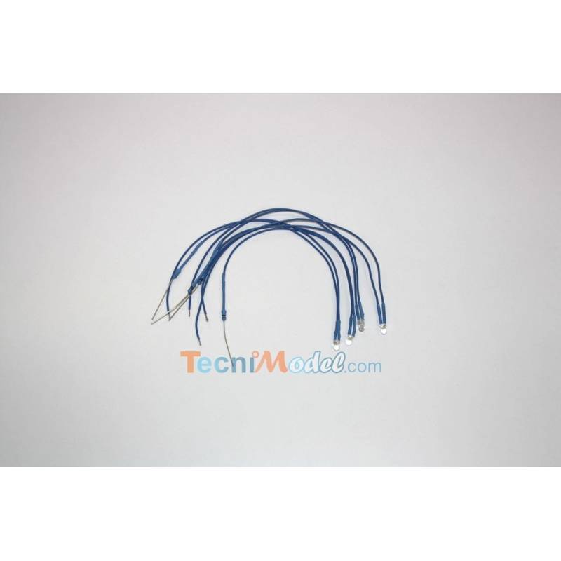 4 Leds câblées 3mm bleu luminosité forte 6v - 7.2v fil de 18cm