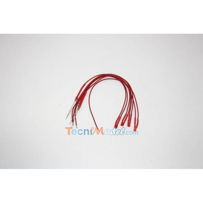 4 Leds cablées rectangulaires 2x3mm 6v-7.2v fil 18 cm Rouge