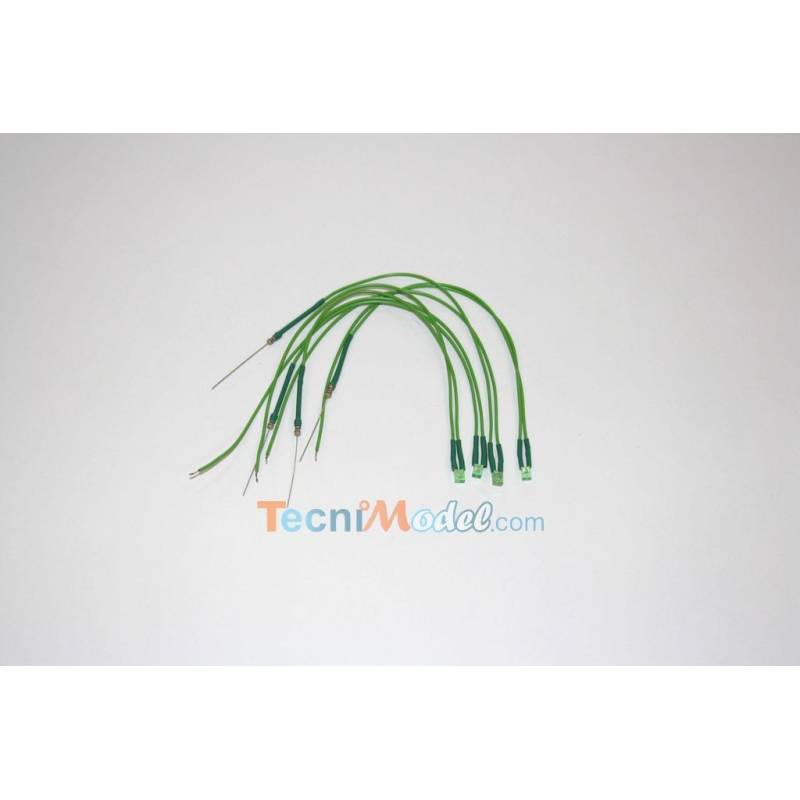 4 Leds cablées rectangulaires 2x3mm 12v fil 18 cm Vert
