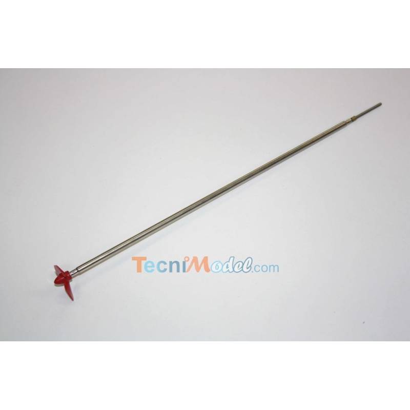 Arbre Ø2mm 245m, tube d'étambot Ø5mm 200mm et hélice tripale Ø30mm à droite