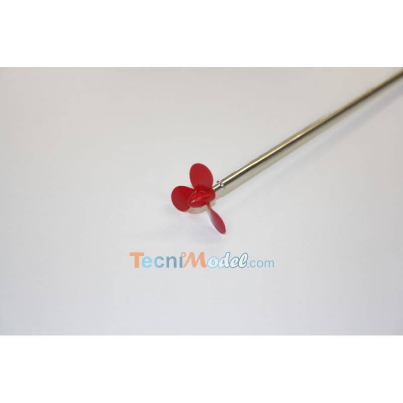 Arbre Ø2mm 245m, tube d'étambot Ø5mm 200mm et hélice tripale Ø30mm à droite