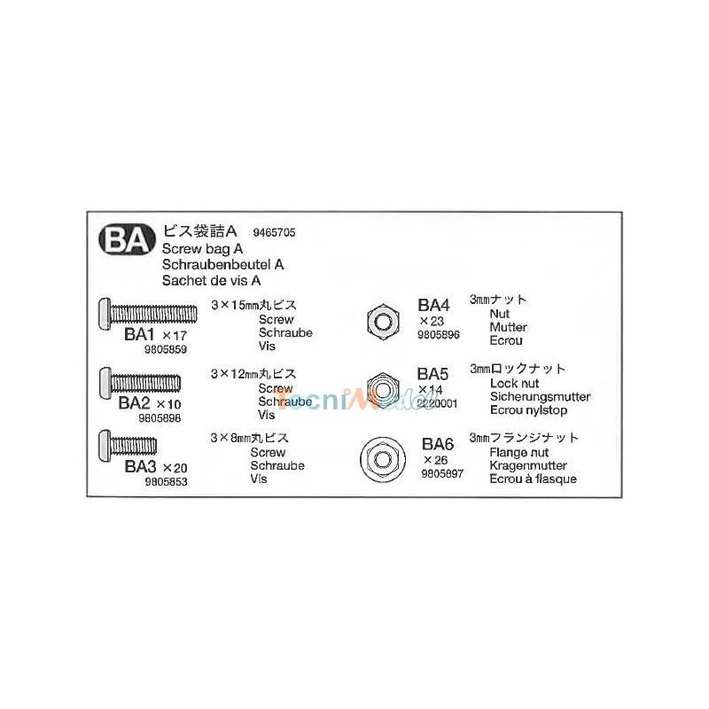 Sachet de vis BA Scania R470 Ref Tamiya 9465705