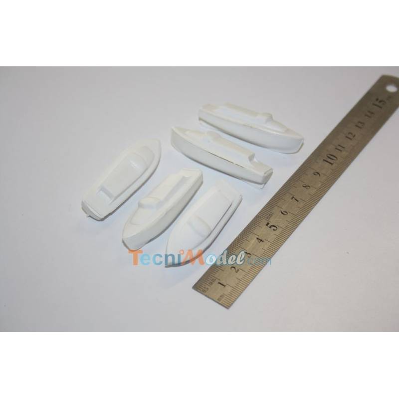 5 Canots à moteur 52mm en plastique blanc