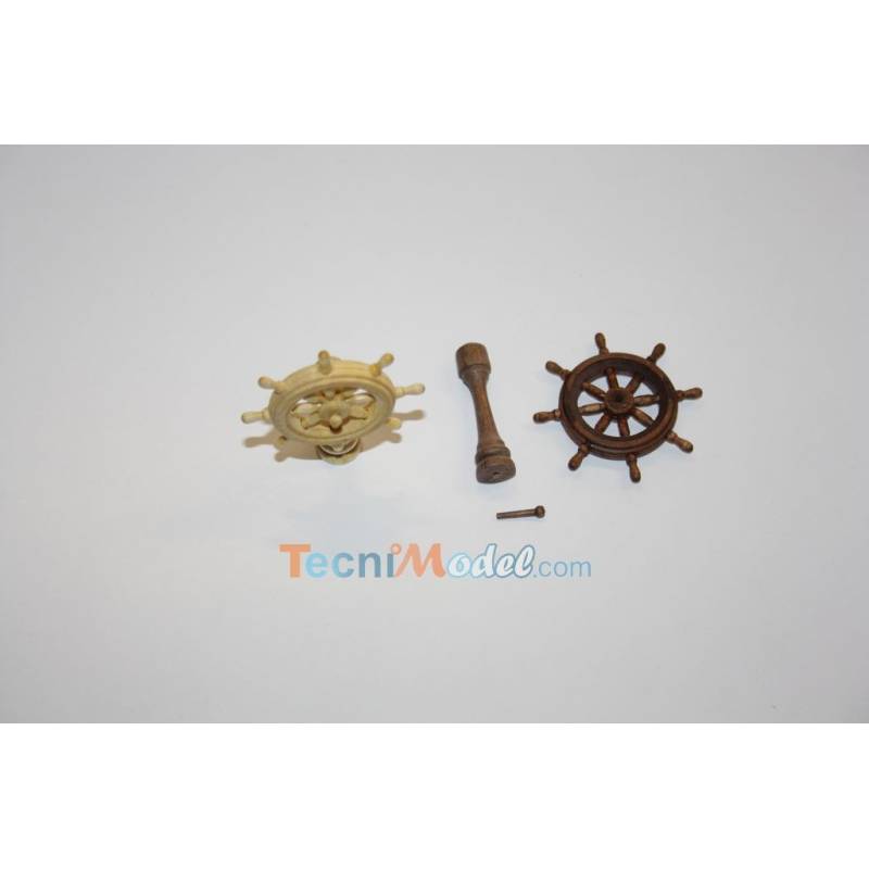 Boat wheel in brown wood Ø20mm on stand