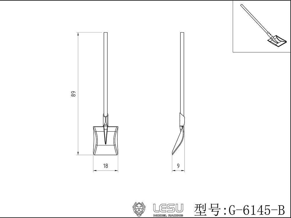 Pelle carrée en métal avec poignée 1/14 - Lesu G-6145-A