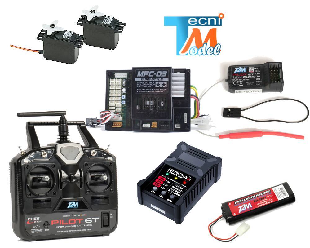 Pack complet avec MFC-03 et radio T2M pour camions rc Tamiya 1/14