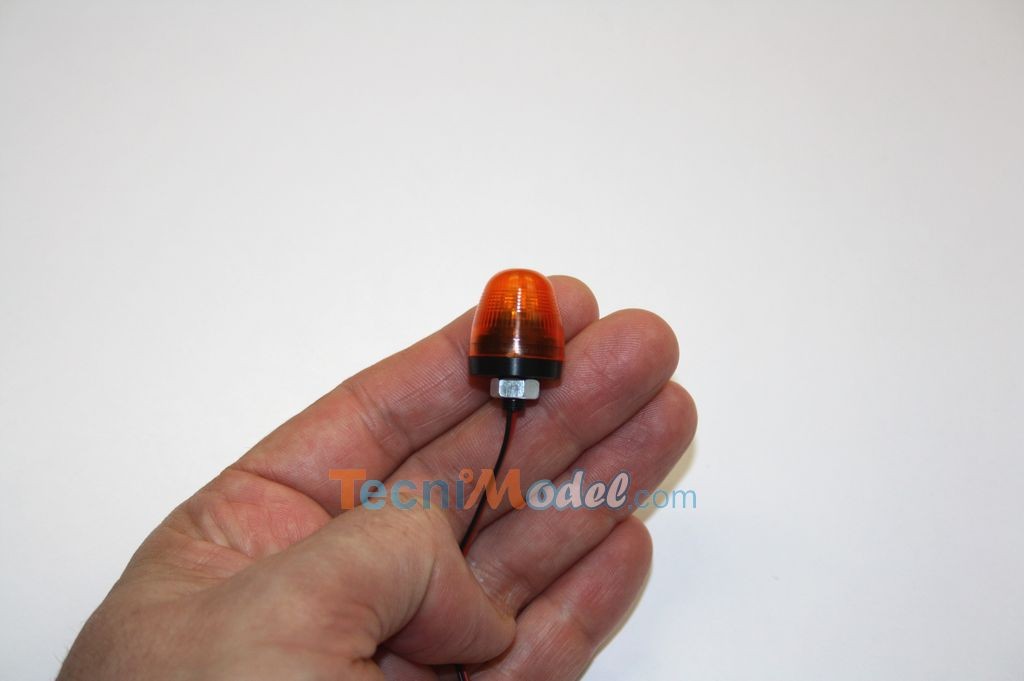 Gyrophare orange Ø17.5mm cabochon arrondi base filetée Ref Pistenking RX8-OG